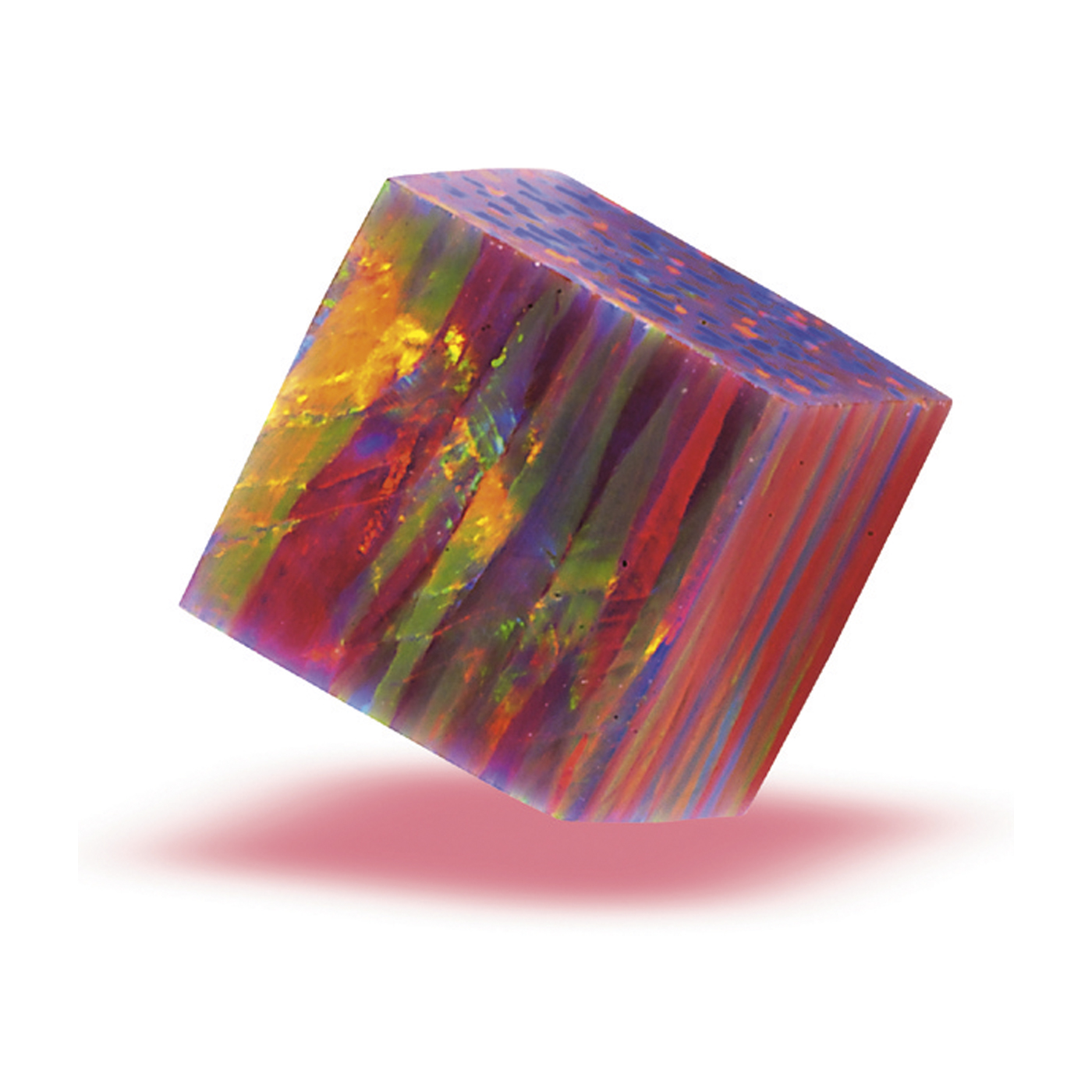 Opal Imitation, Red-Blue, Cube, 5.00 x 5.00 mm - 1 piece