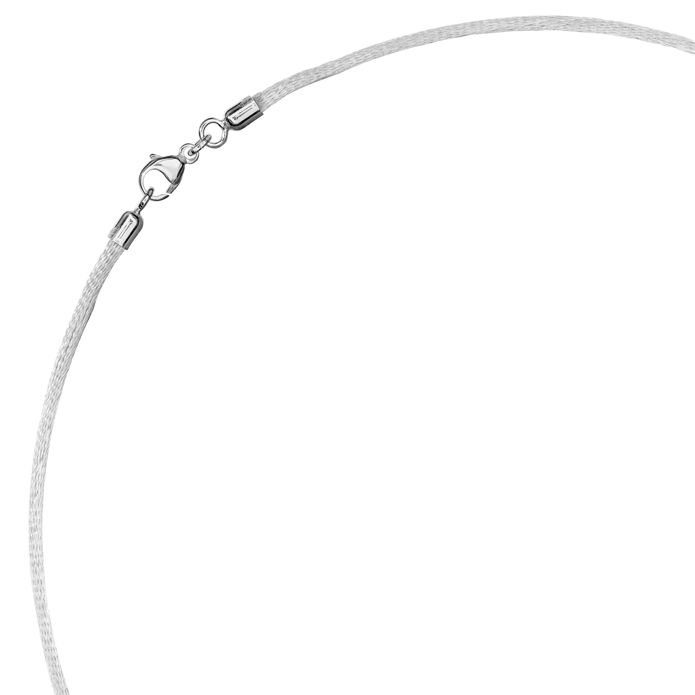 Satinband, 42 cm, ø 2 mm, weiß, mit Karabiner 925 Ag rhod. - 42 cm