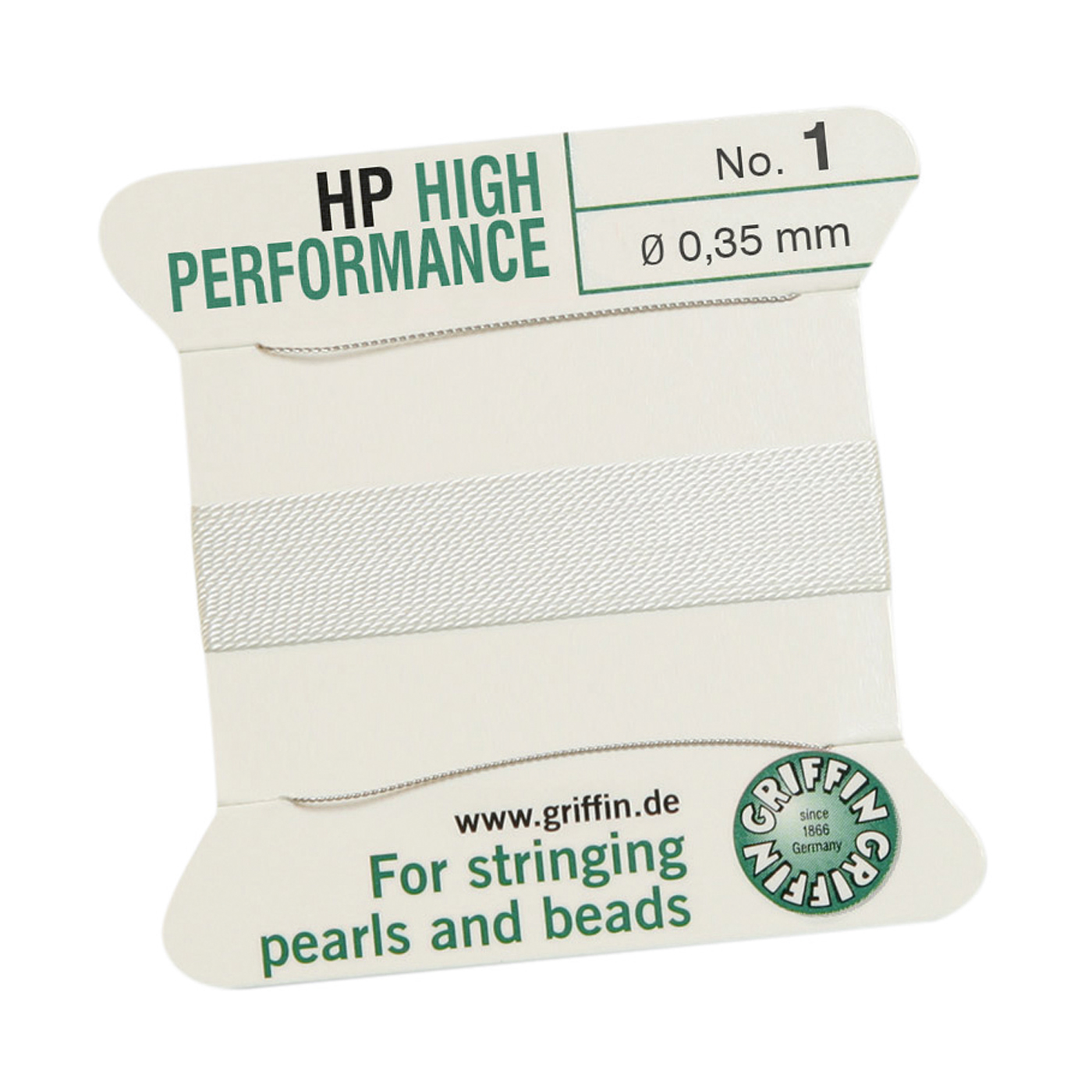 Bead Cord High Performance, White, 2 Needles, No. 1 - 2 m
