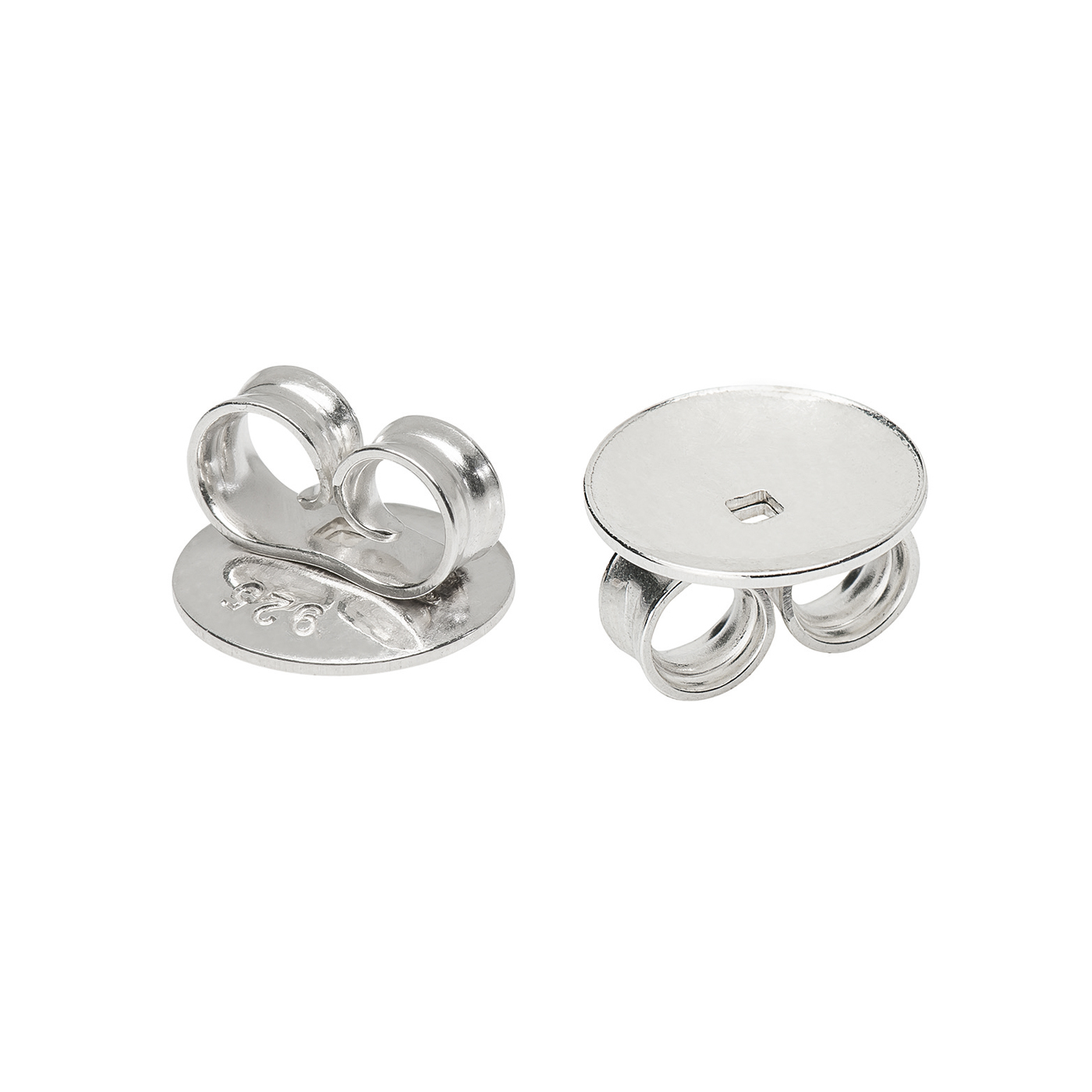 Ear Nut, 925Ag, ø 8 mm, Curved Plate - 1 piece