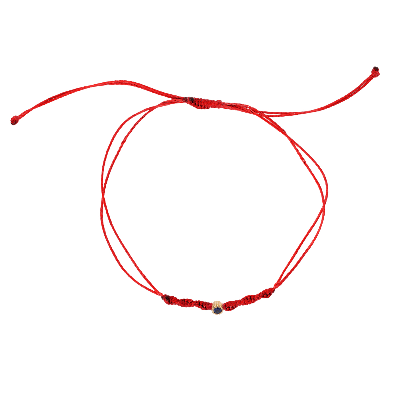 Armband, Seide rot, 19 cm, Zarge 585G, Safir ø-3,0 mm - 1 Stück