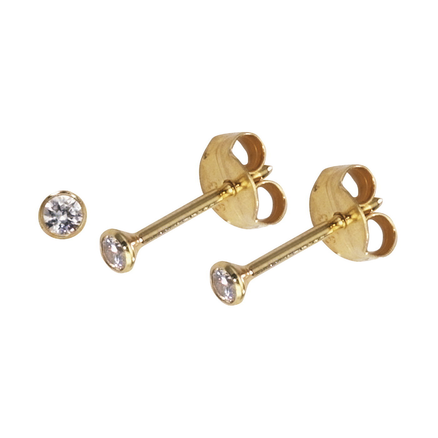 FBM Ohrstecker, 585 G, Zirkonia weiß, ø 2,25 mm - 1 Paar