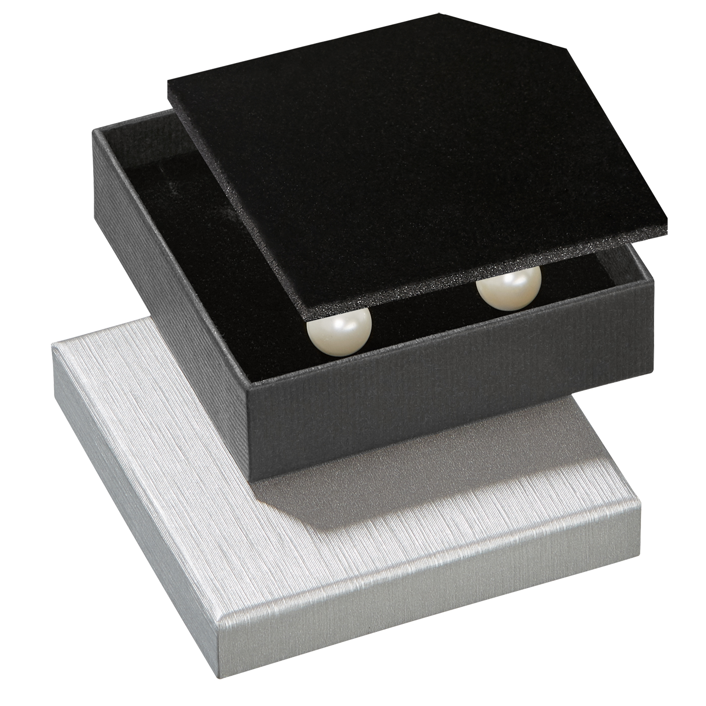 Schmucketui "Classics", silber/schwarz, 78 x 78 x 22 mm - 1 Stück Schmucketui "Classics", silber/schwarz, 78 x 78 x 22 mm - 1 Stück