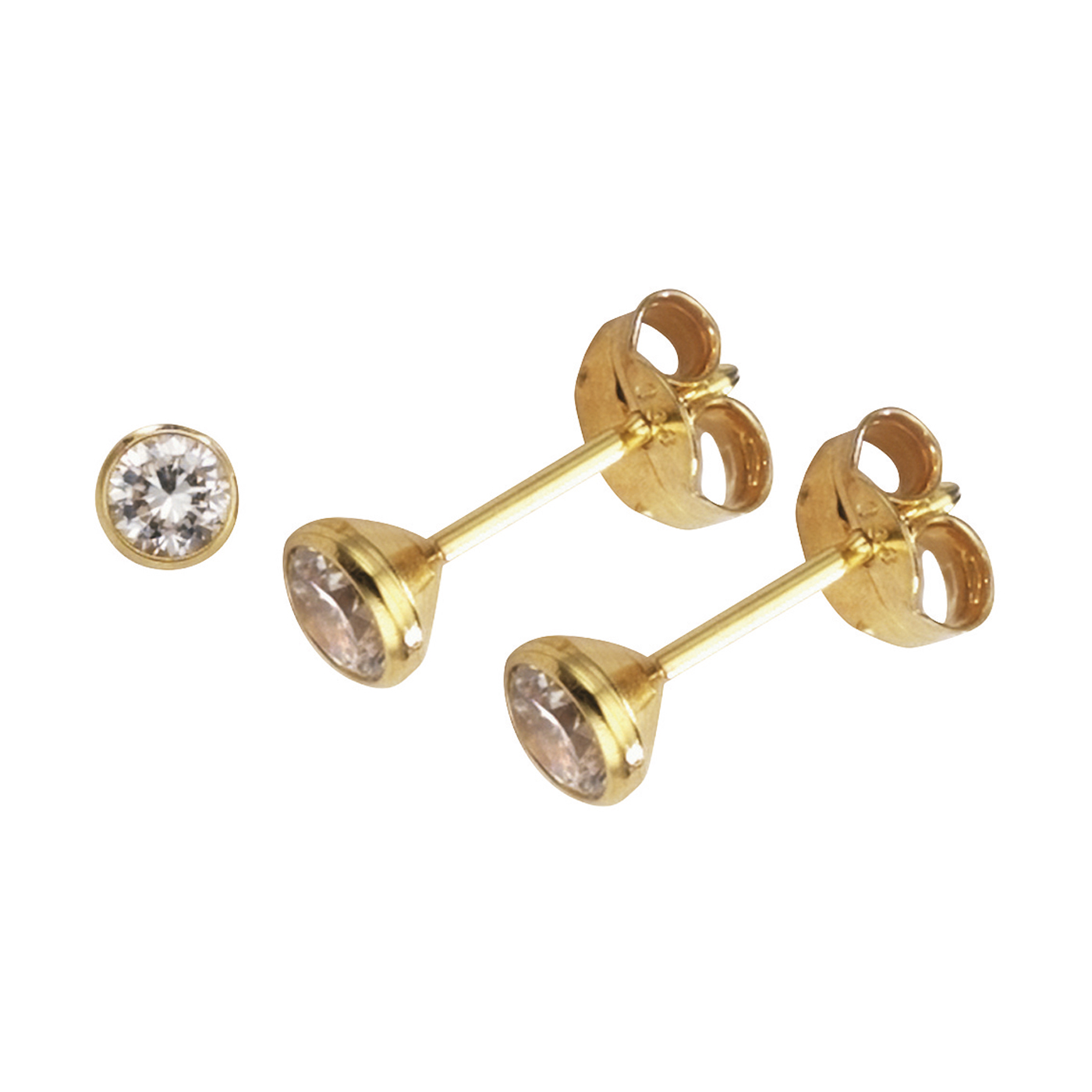 FBM Ohrstecker, 333 G, Zirkonia weiß, ø 4,50 mm - 1 Paar