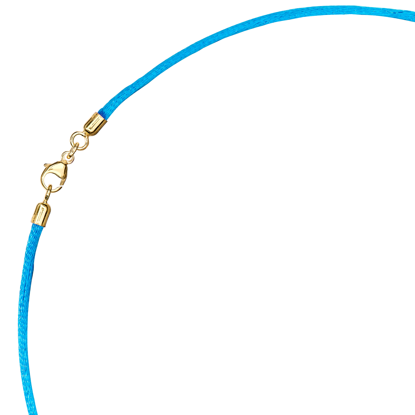 Satinband, 42 cm, ø 2 mm, blau, mit Karabiner 925 Ag verg. - 42 cm