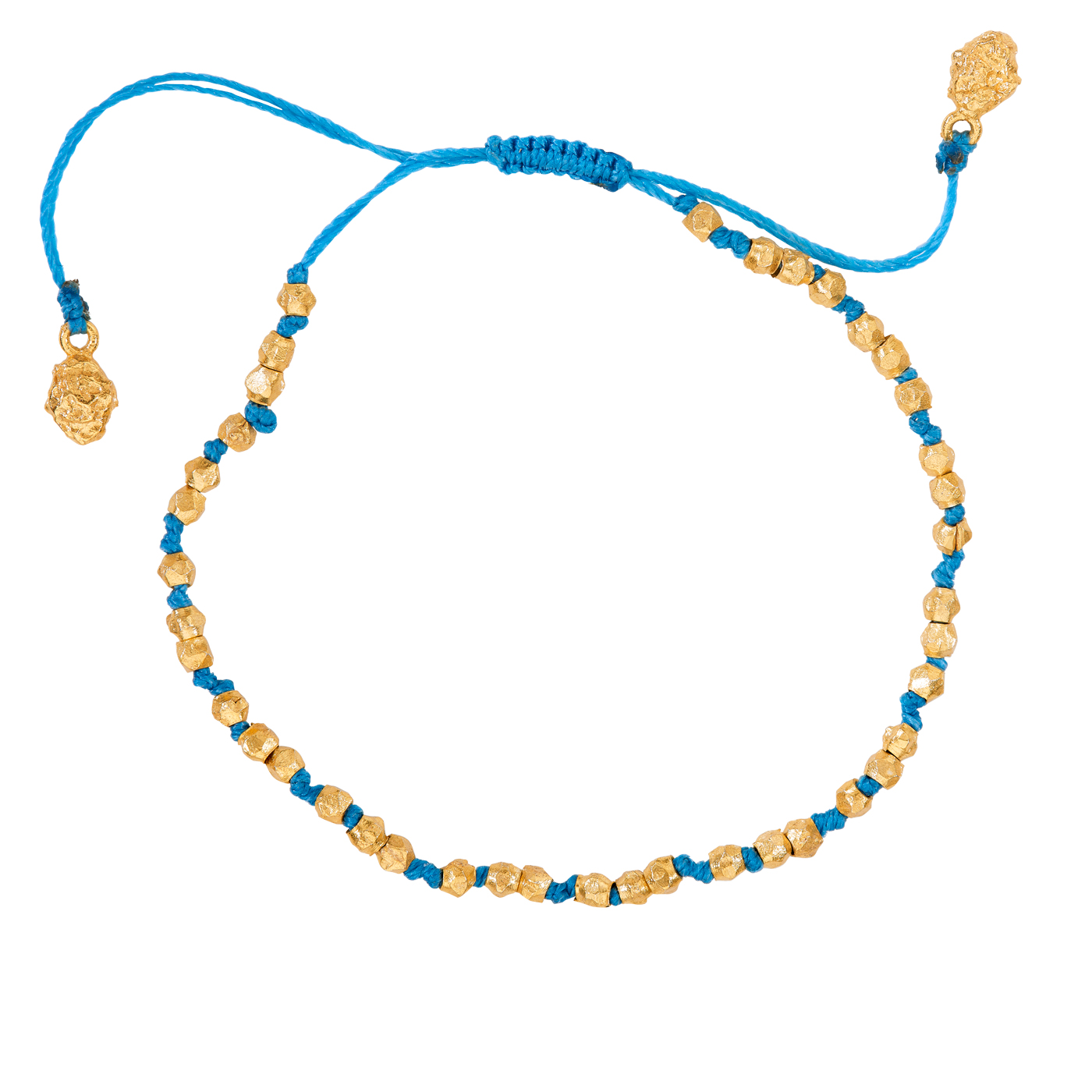 Armband, Messing verg., Nugget, Länge 19 cm, blau - 1 Stück