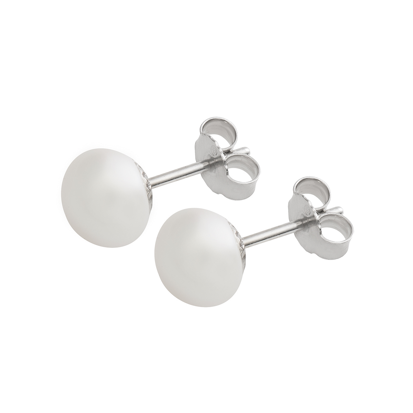 Earrings Freshwater Pearls White, 925Ag, Pearl-ø 8-9 mm - 1 pair