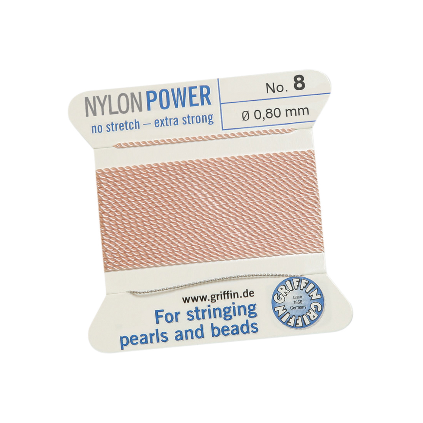 Bead Cord NylonPower, Light Pink, No. 8 - 2 m