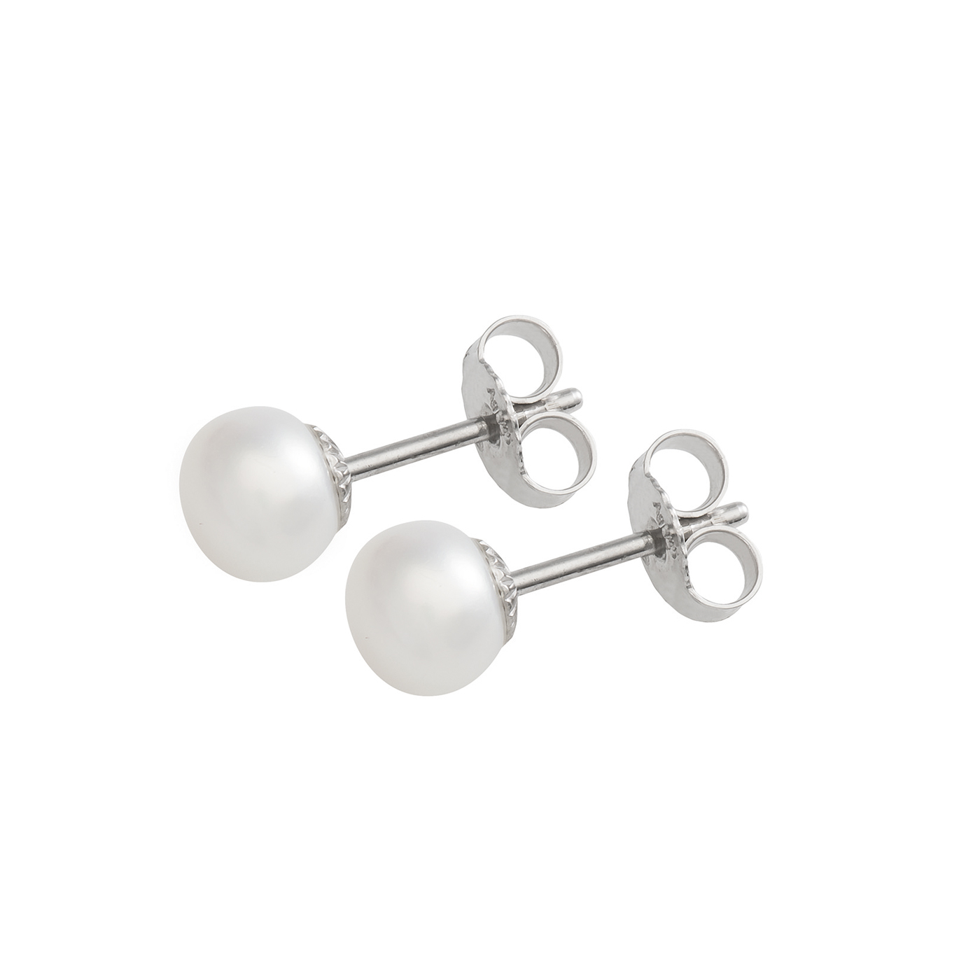 Earrings Freshwater Pearls White, 925Ag, Pearl-ø 6-7 mm - 1 pair