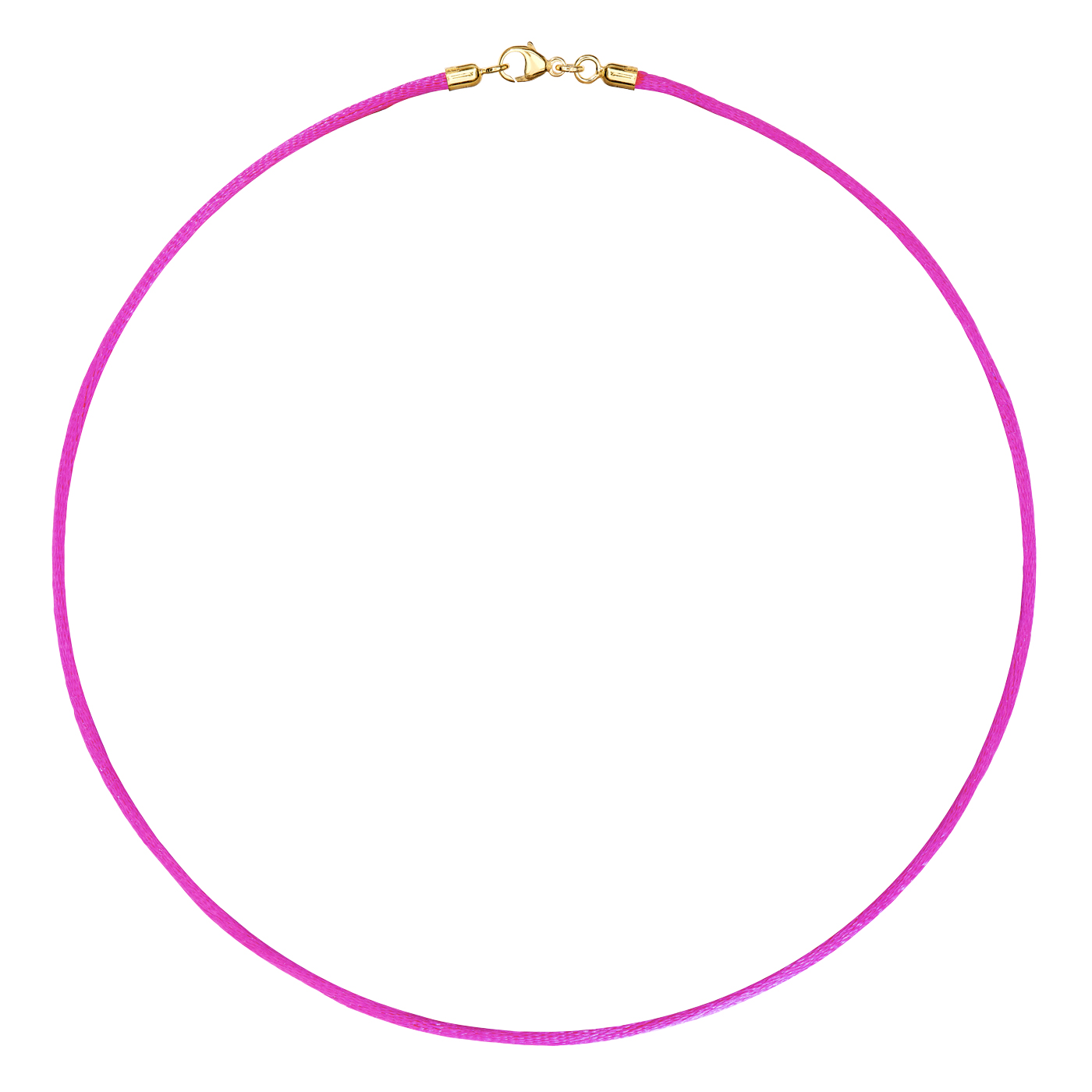Satinband, 42 cm, ø 2 mm, fuchsia, mit Karabiner 925 Ag verg - 42 cm