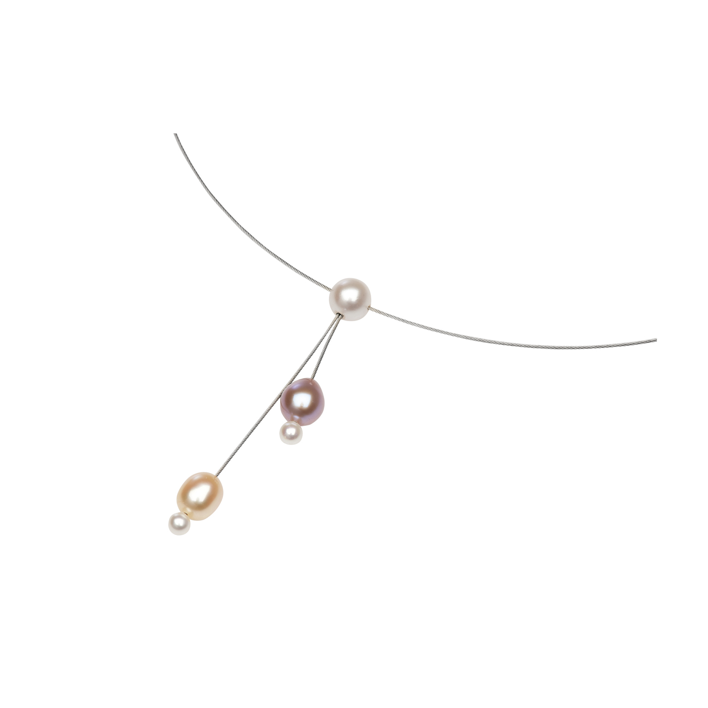 Y-Pearl Necklace, White/Purple/Apricot, 43 cm, Bayonet Clasp - 1 piece Y-Pearl Necklace, White/Purple/Apricot, 43 cm, Bayonet Clasp - 1 piece
