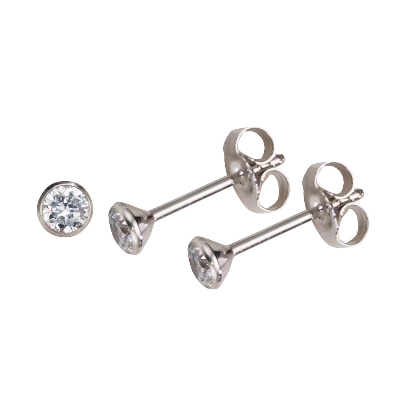 FBM Ohrstecker, 585 WG, Zirkonia weiß, ø 3,50 mm - 1 Paar