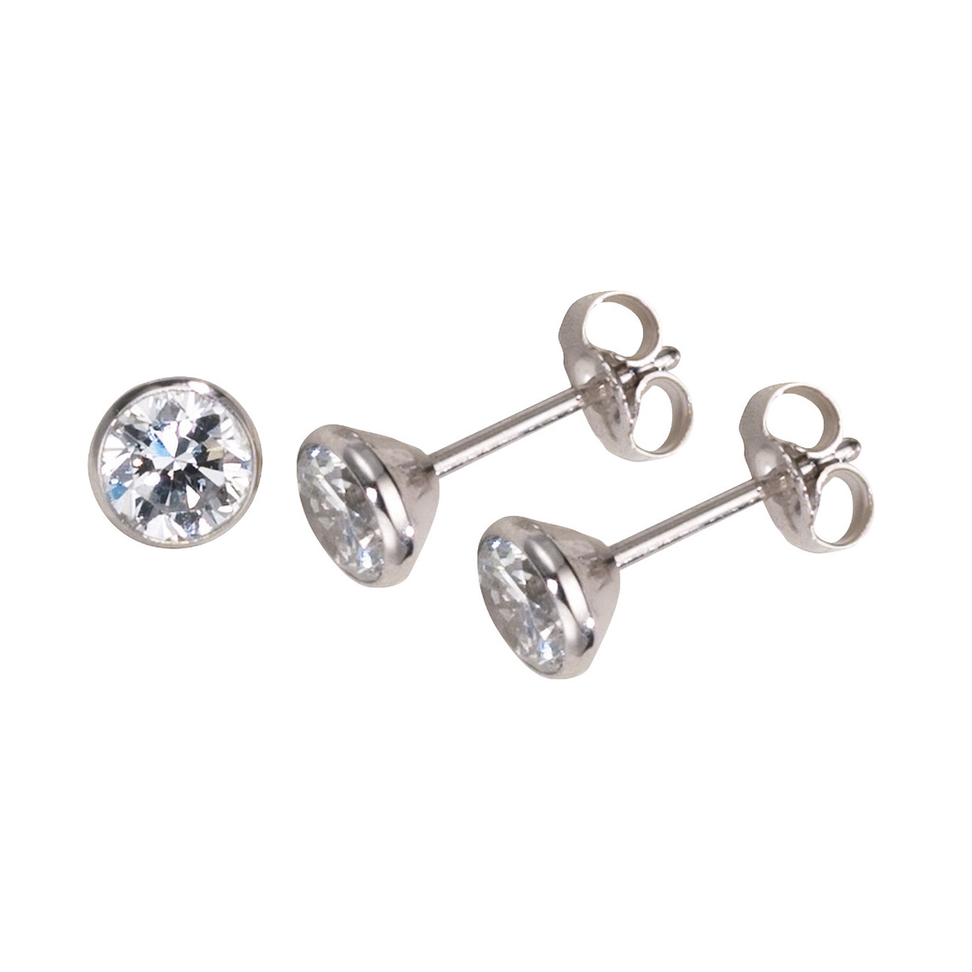 FBM Ohrstecker, 585 WG, Zirkonia weiß, ø 5,50 mm - 1 Paar