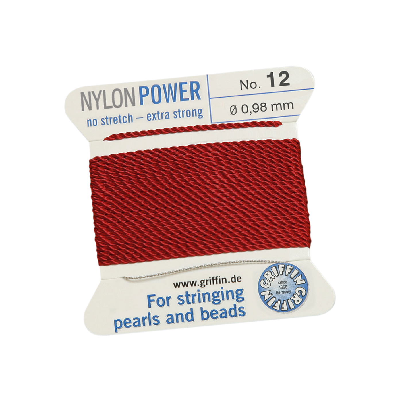 Bead Cord NylonPower, Garnet Red, No. 12 - 2 m