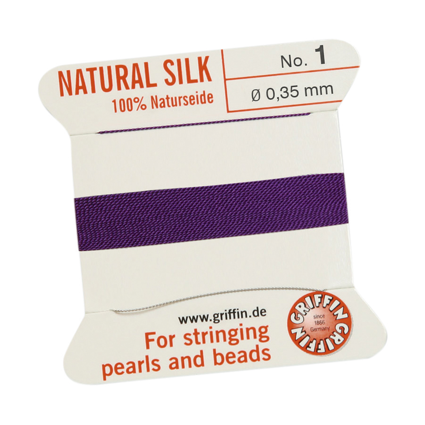 Bead Cord 100% Natural Silk, Amethyst, No. 1 - 2 m