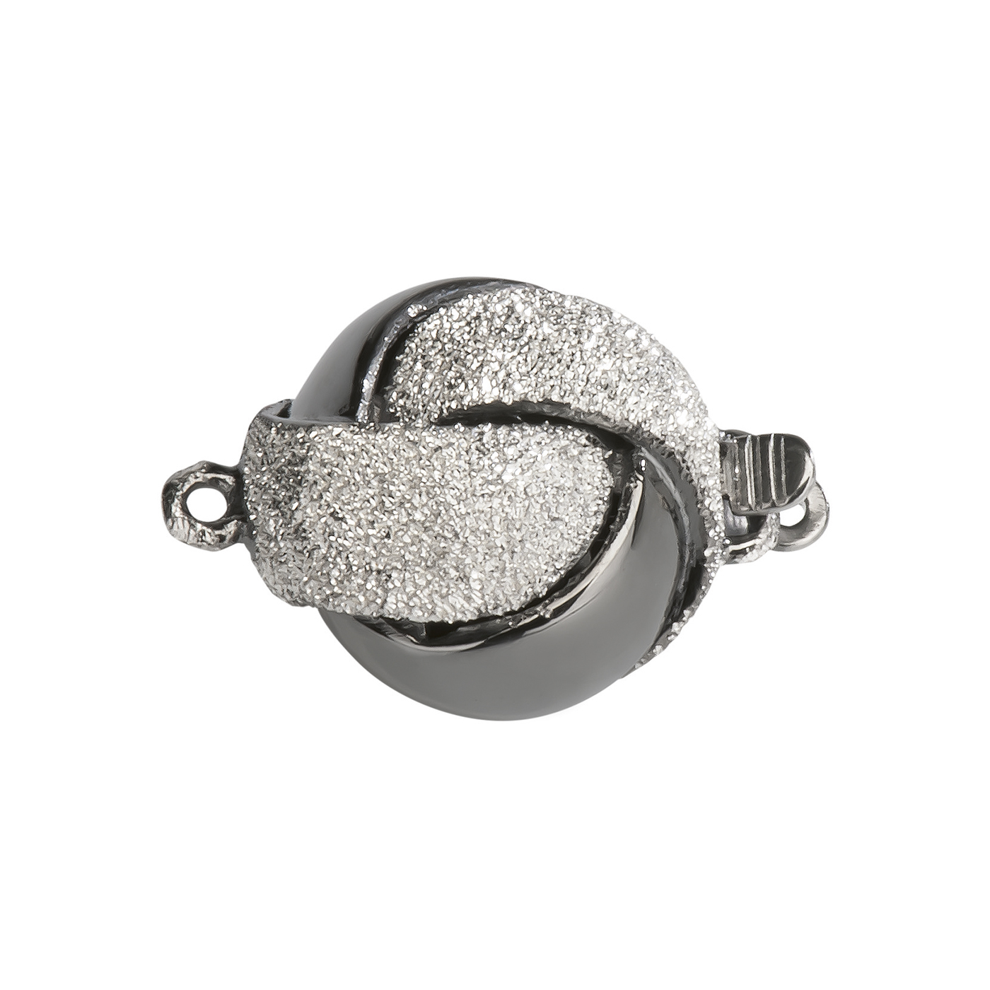 Clasp, Knot, 925Ag sw. Rhodium-Plated, Pol./Dia., ø 12 mm - 1 piece