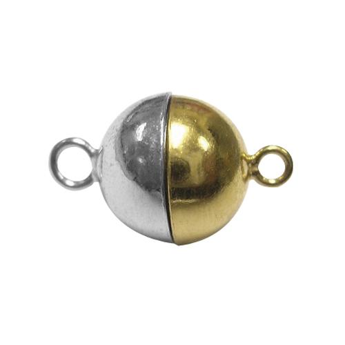 Magnetic Clasp, Ball, 925Ag Bicolour Polished, ø 12 mm - 1 piece