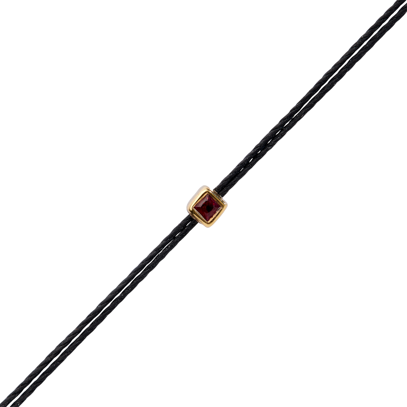 Armband, Seide schwarz, 19 cm, Zarge 585G, Rubin ca. 2x2mm - 1 Stück Armband, Seide schwarz, 19 cm, Zarge 585G, Rubin ca. 2x2mm - 1 Stück