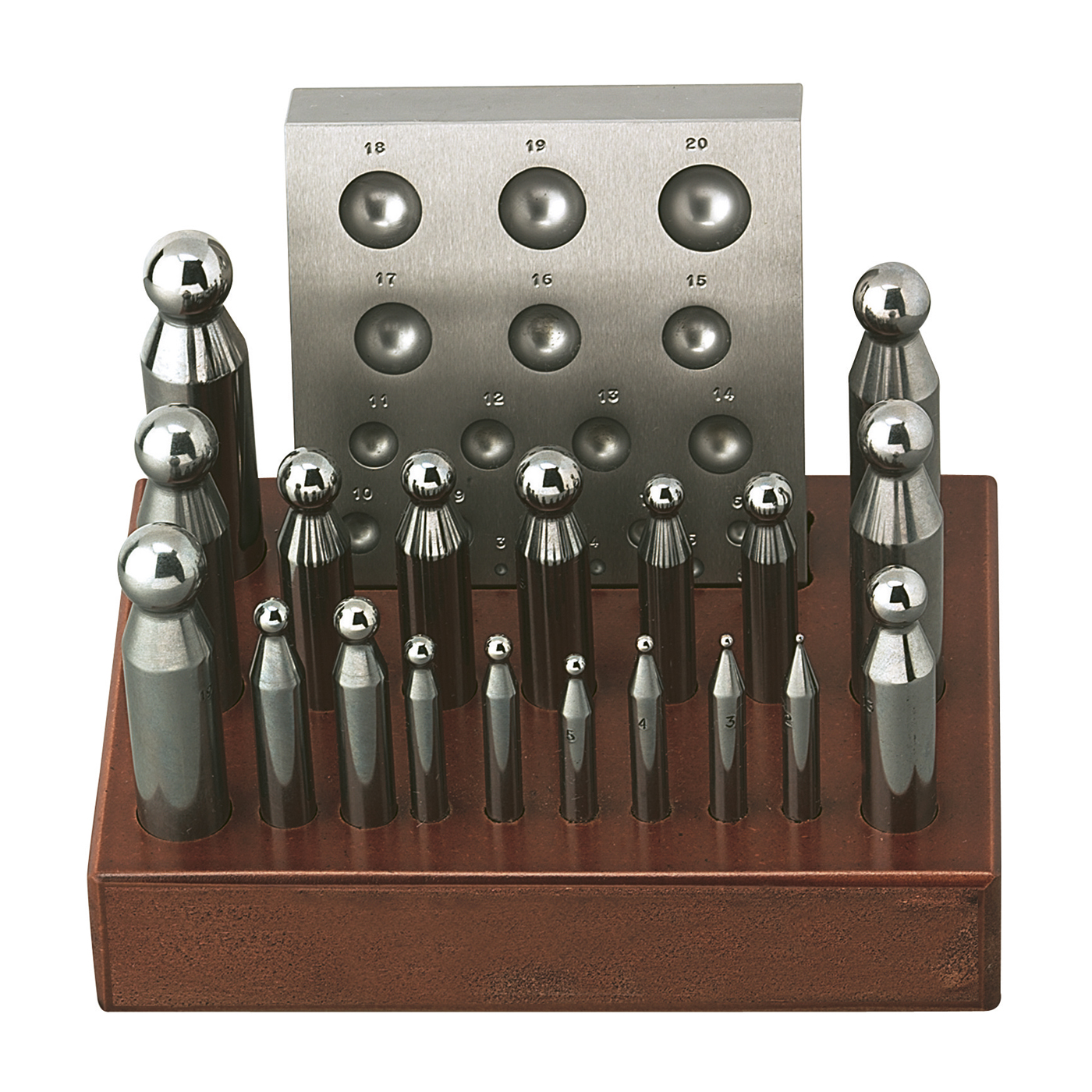Kugelankenset, mit Flachanke, 19 Vertiefungen, ø 2-20 mm - 1 Set