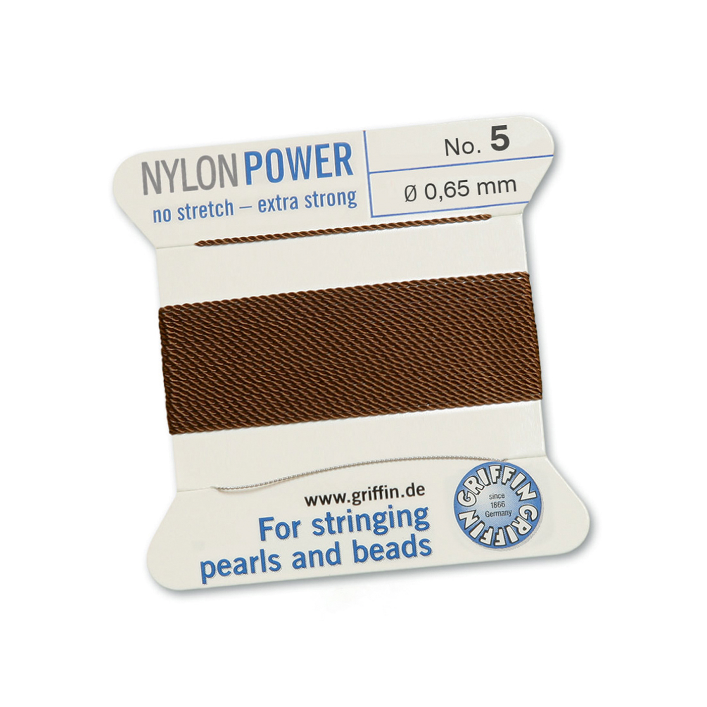 Bead Cord NylonPower Perlseide, braun, Nr. 5 - 2 m