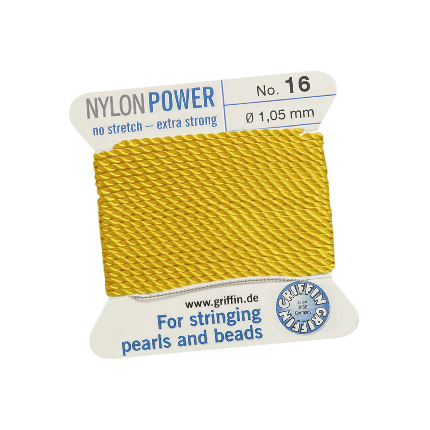 Bead Cord NylonPower Perlseide, hellgelb, Nr. 16 - 2 m