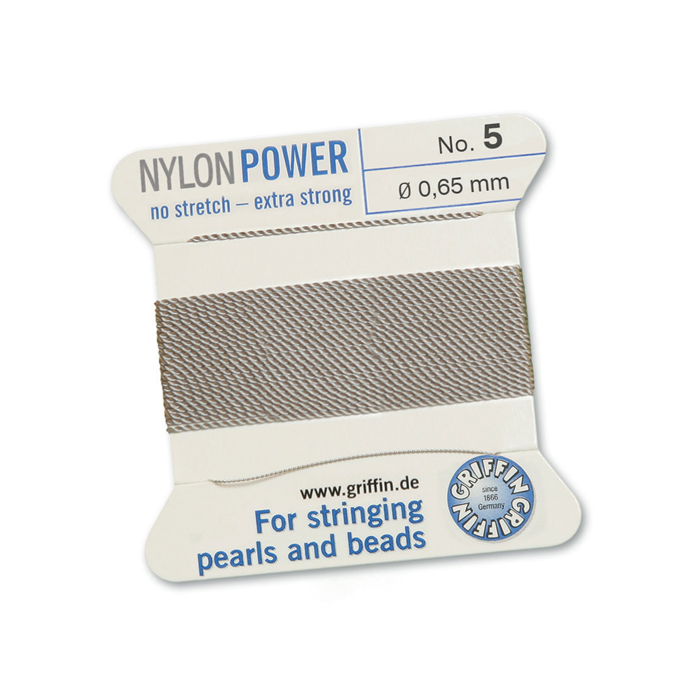 Bead Cord NylonPower Perlseide, grau, Nr. 5 - 2 m