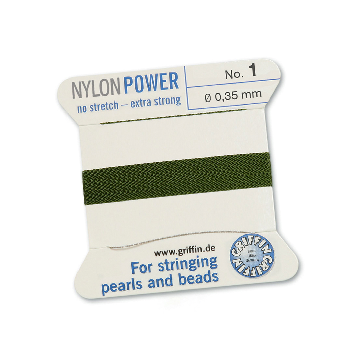 Bead Cord NylonPower, Olive Green, No. 1 - 2 m