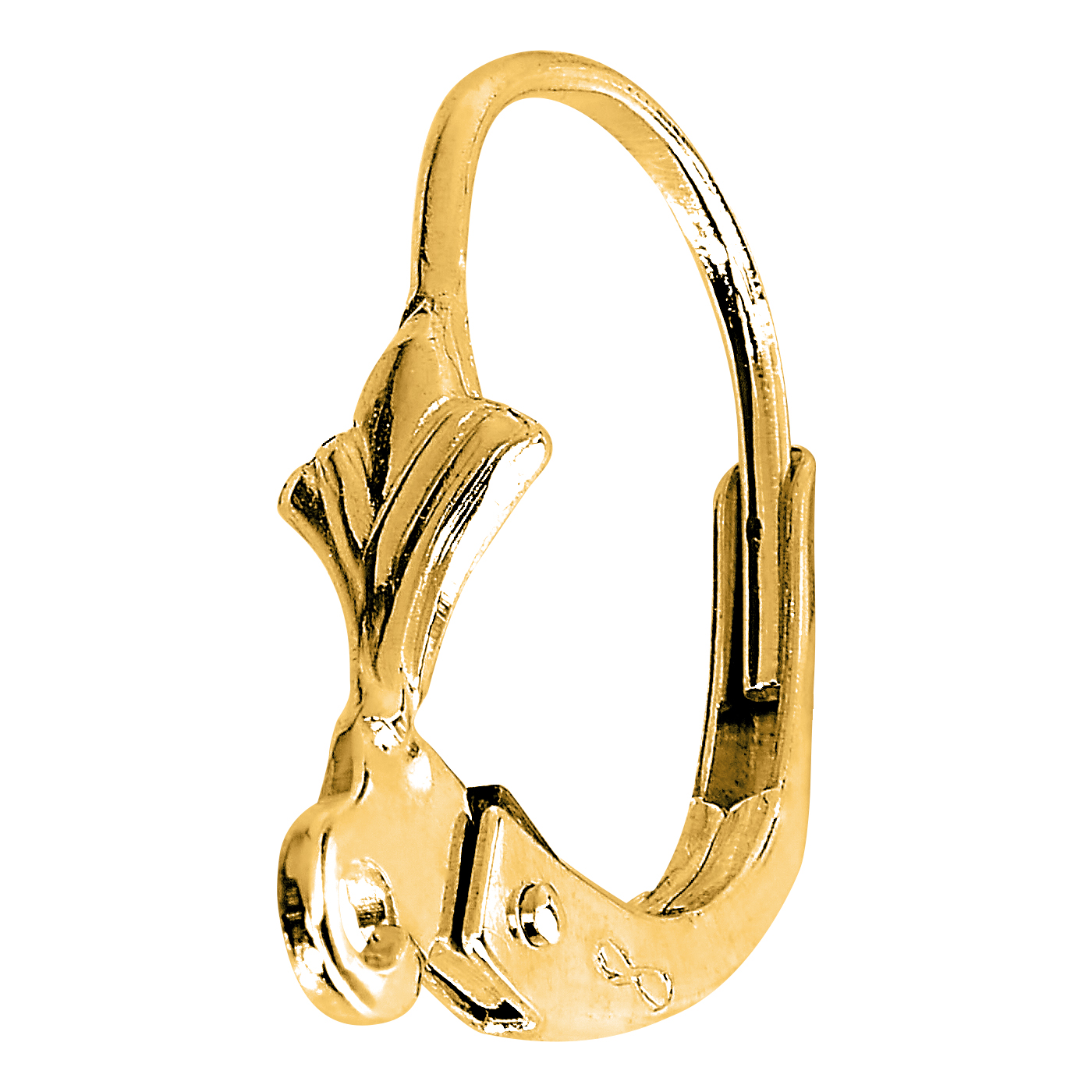 Patentbrisur, 585 G, 8,5 x 13,5 mm, mit Lilie - 1 Stück