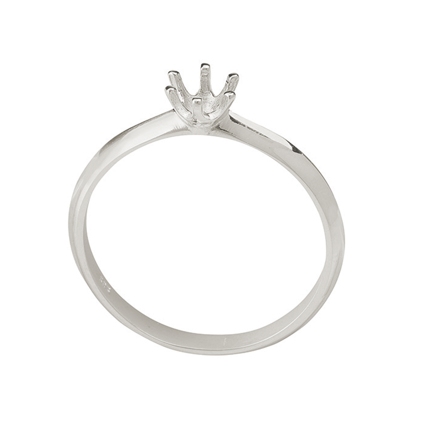 Ring Blank, 585WG,Stone-ø 5.1mm, 6-Prong Setting, Width 54 - 1 piece