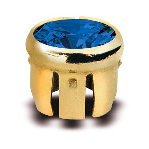 Swarovski Zarge, Messing vergoldet, mit synt. Spinell, blau, ø 2,25 mm - 1 Stück