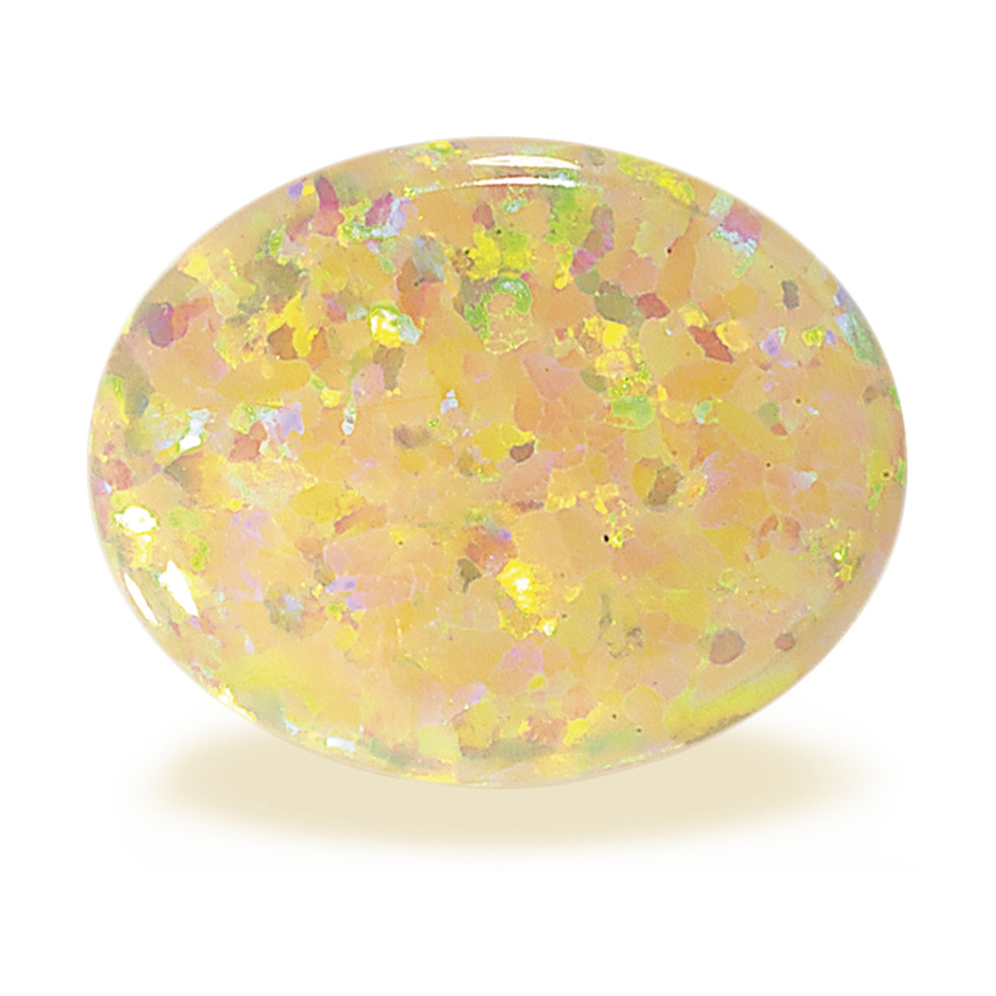 Opal Imitation, Yellow, Oval Cabochon, 6.00 x 4.00 mm - 1 piece