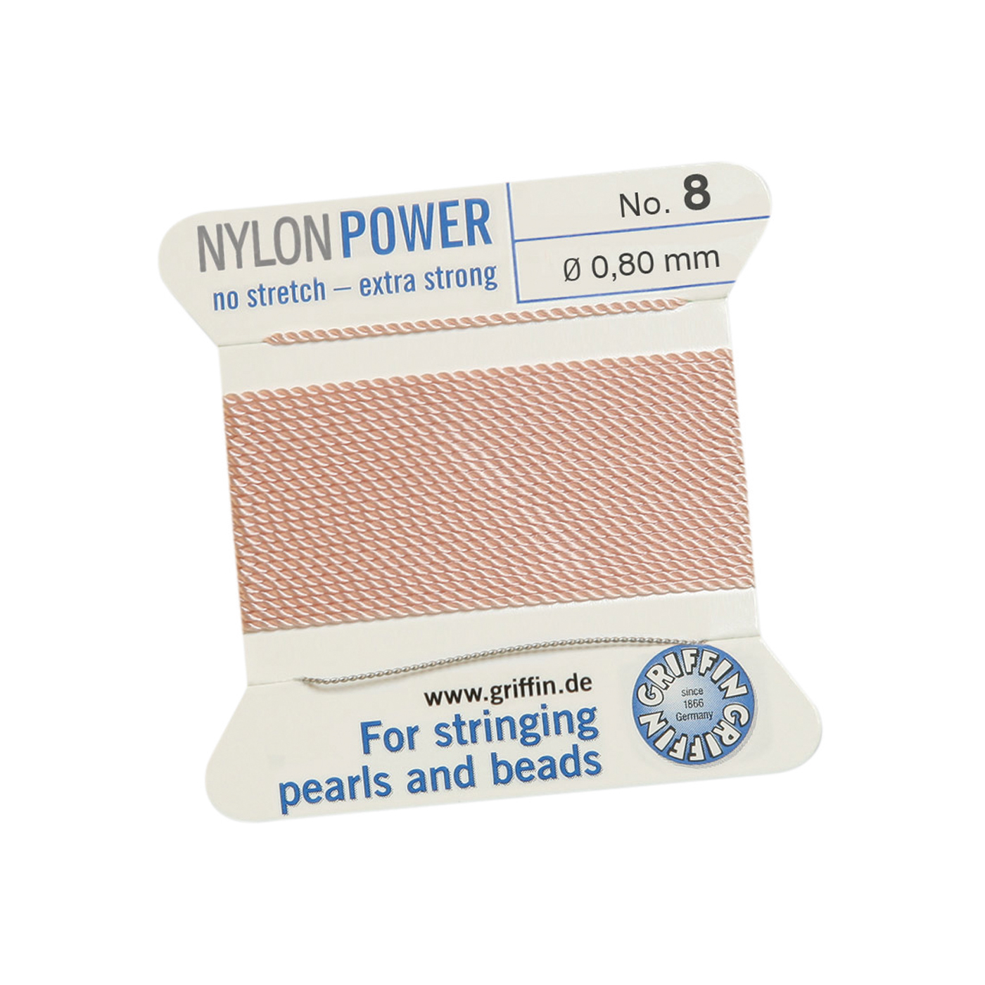 Bead Cord NylonPower Perlseide, hellrosa, Nr. 8 - 2 m