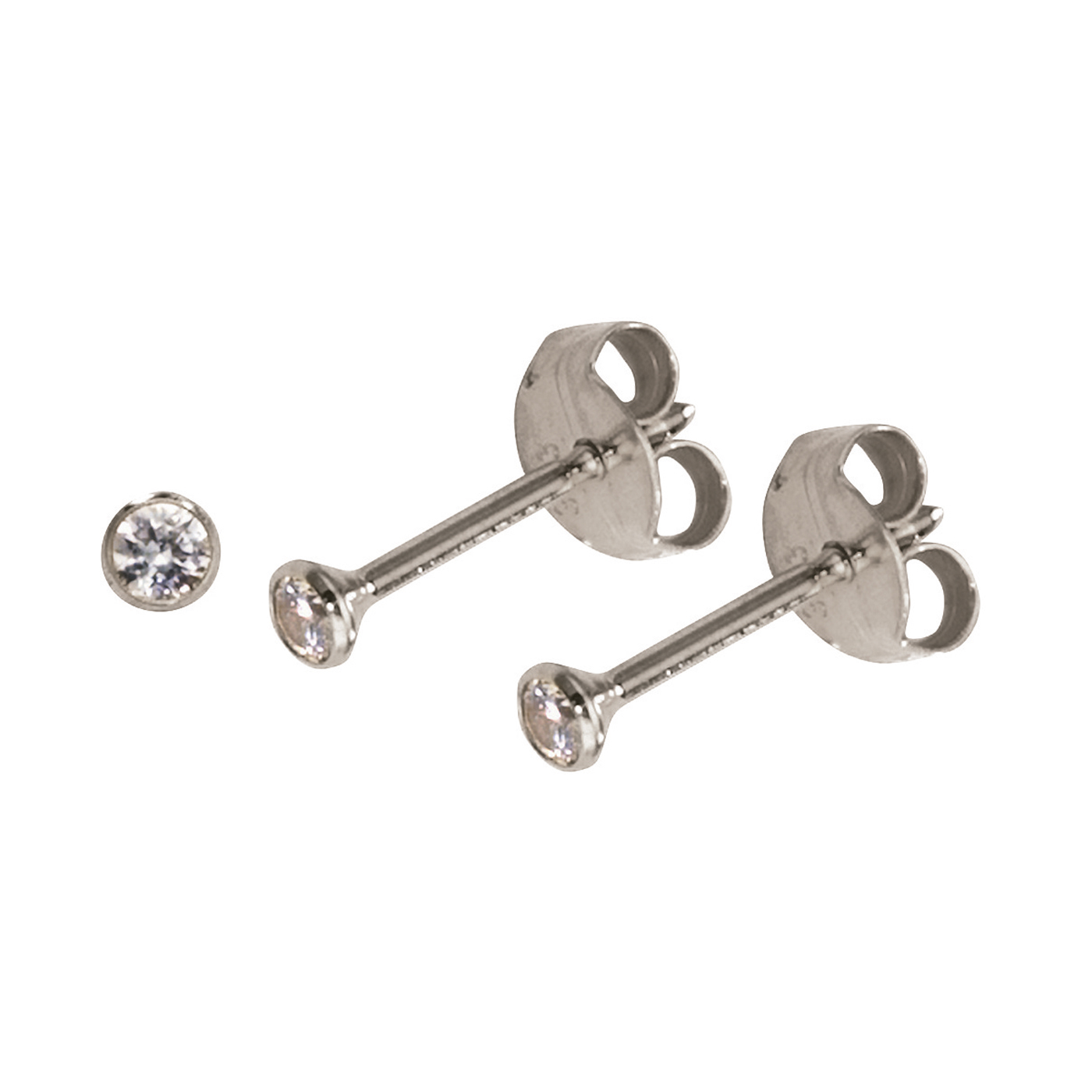 FBM Ohrstecker, 925 Ag, Zirkonia weiß, ø 2,25 mm - 1 Paar