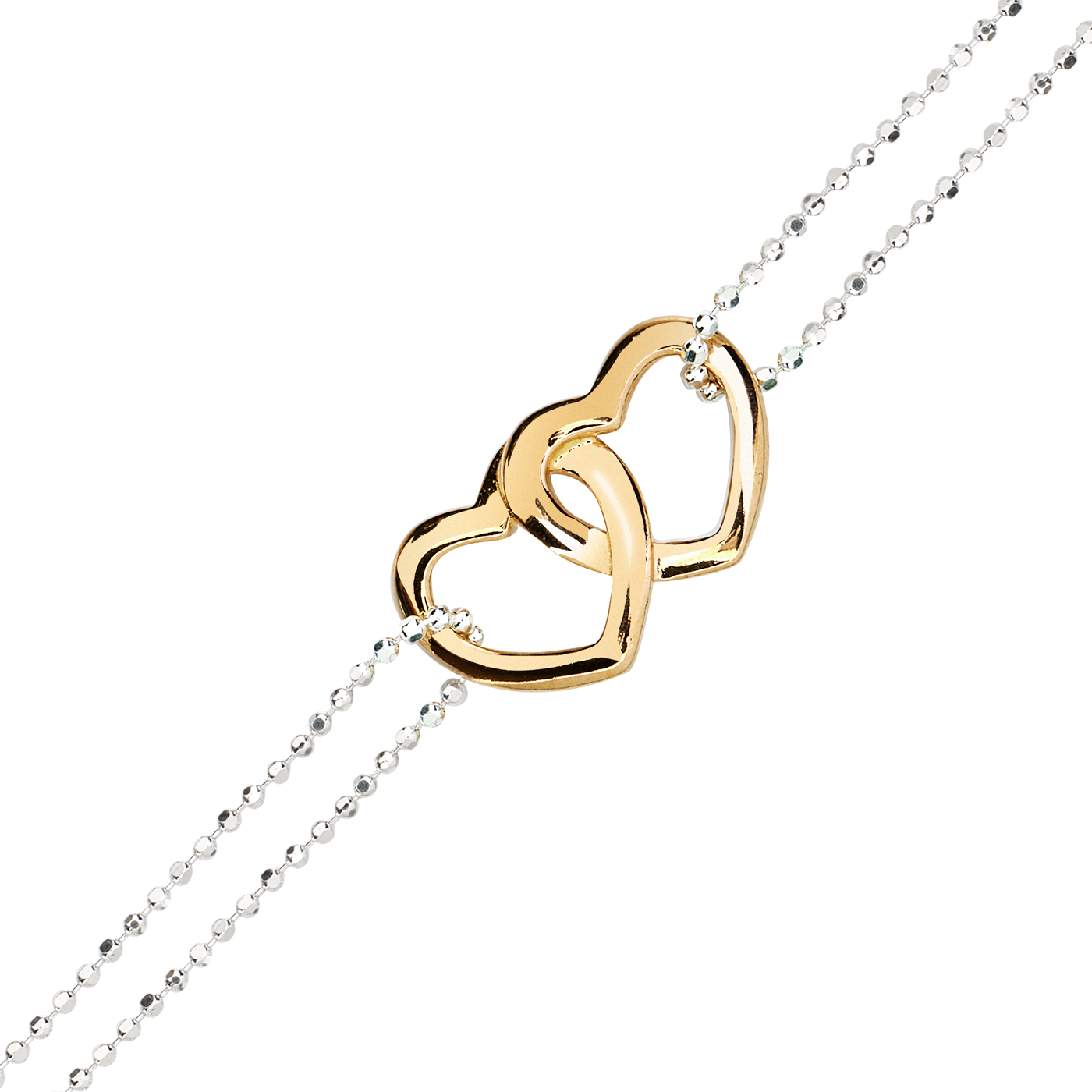 Fußkette Kugelgliederung, 925 Ag bicolor, 2-reihig, 23 cm - 1 Stück