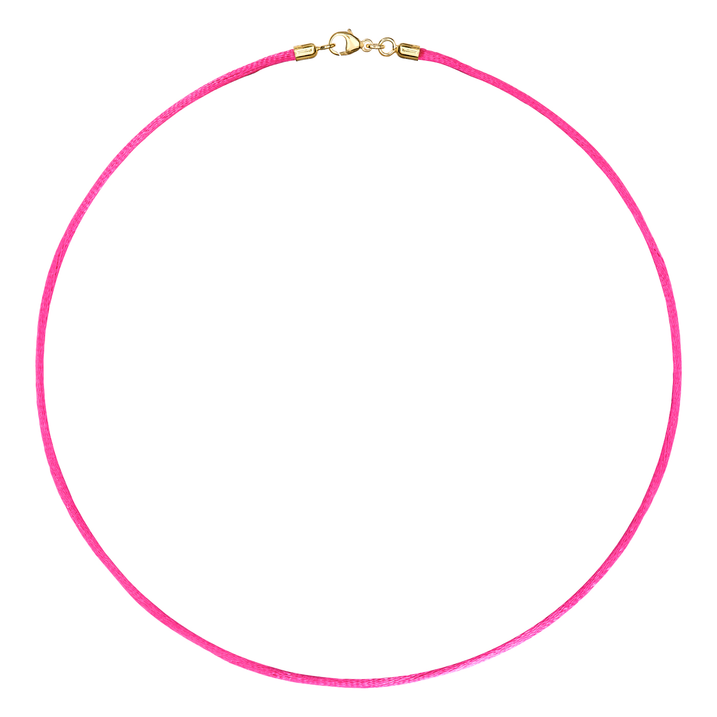Satinband, 42 cm, ø 2 mm, pink, mit Karabiner 925 Ag verg. - 42 cm