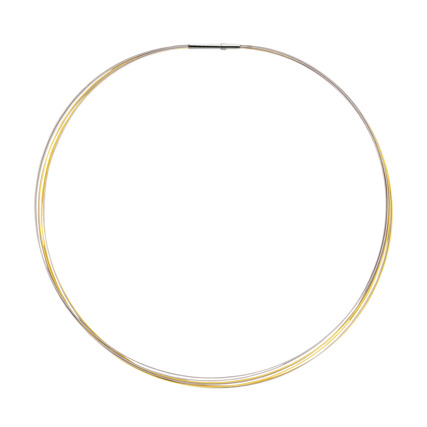 Rope Necklace, 7 Rows, Bicolour, Double Clip, ø 0.5 mm, 42cm - 1 piece