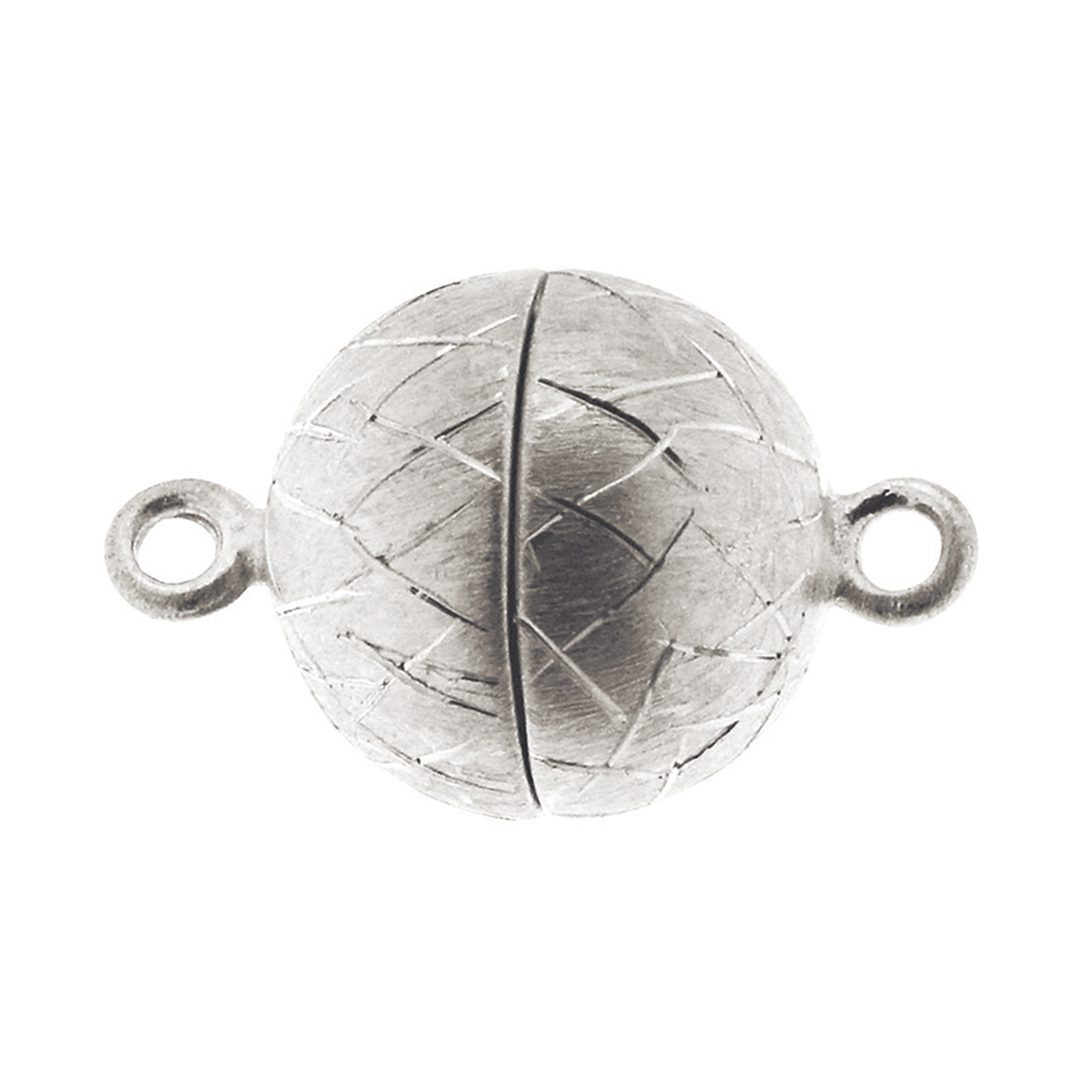 Magnetic Clasp, Ball, 925Ag Rhodium-Pl., Ice Matt, ø 9 mm - 1 piece