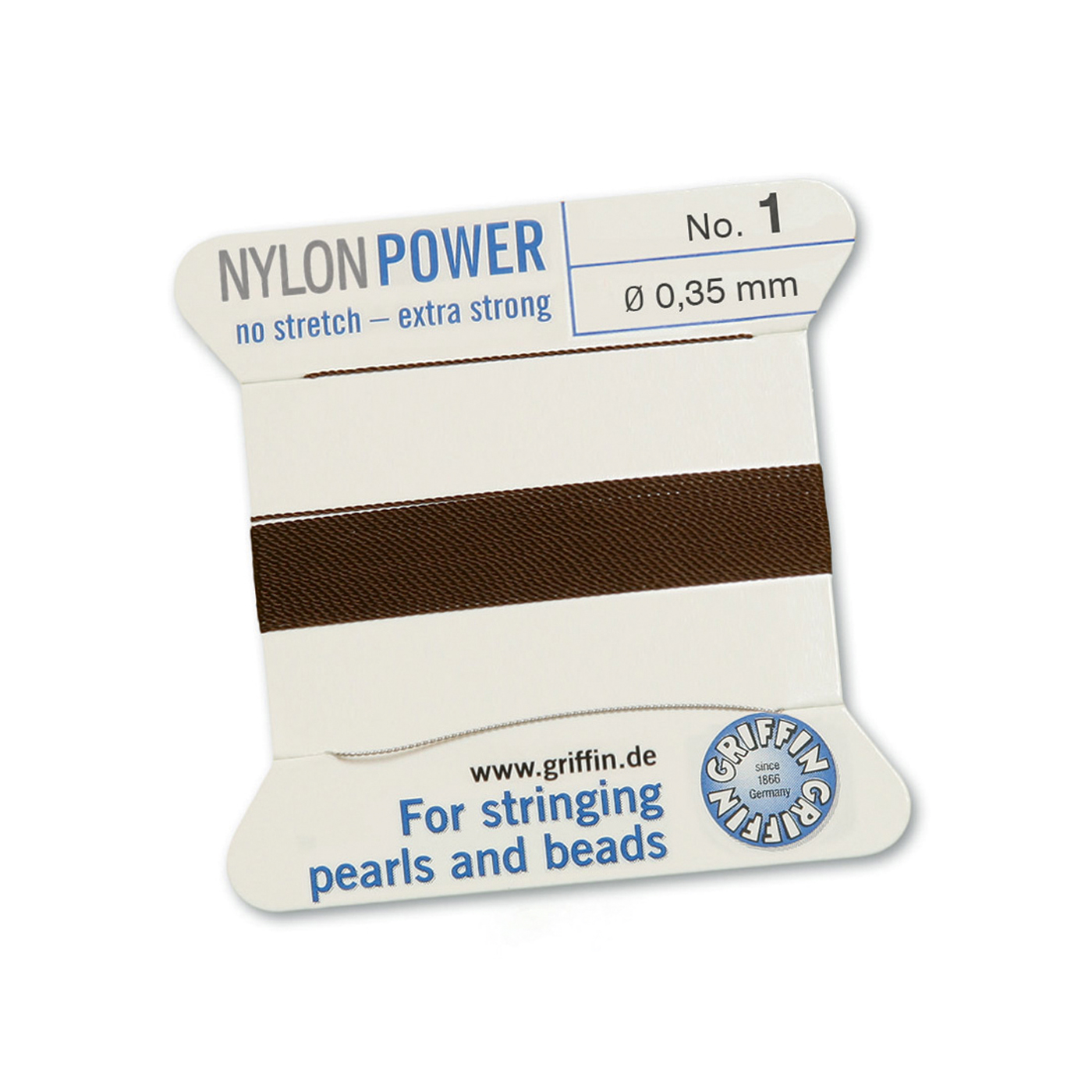 Bead Cord NylonPower, Brown, No. 1 - 2 m