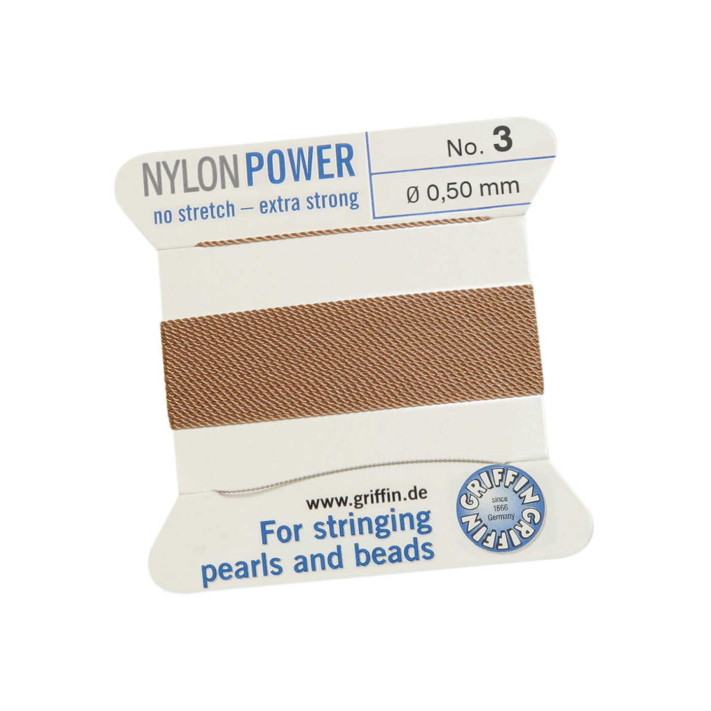 Bead Cord NylonPower Perlseide, beige, Nr. 3 - 2 m