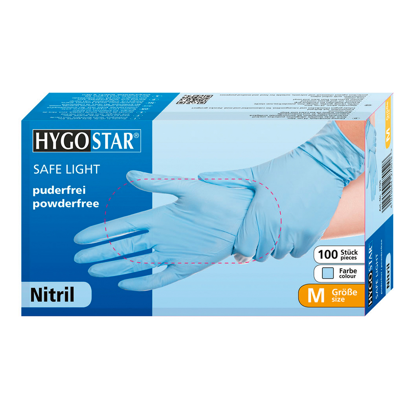 Hygostar Safe Light Nitrile Gloves, size M, blue - 100 pieces