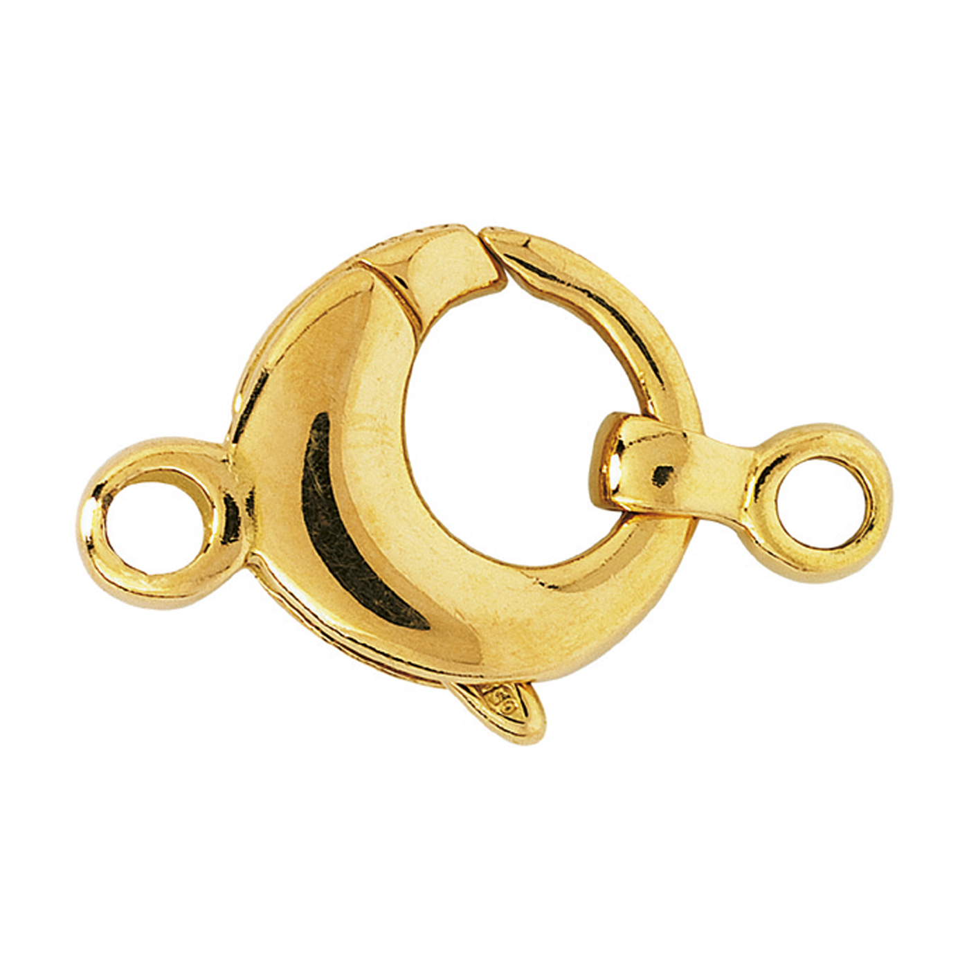 Lobster Clasp, Round, 750G, ø 12 mm, with Bow - 1 piece