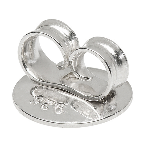 Ear Nut, 925Ag, ø 8 mm, Curved Plate - 1 piece Ear Nut, 925Ag, ø 8 mm, Curved Plate - 1 piece