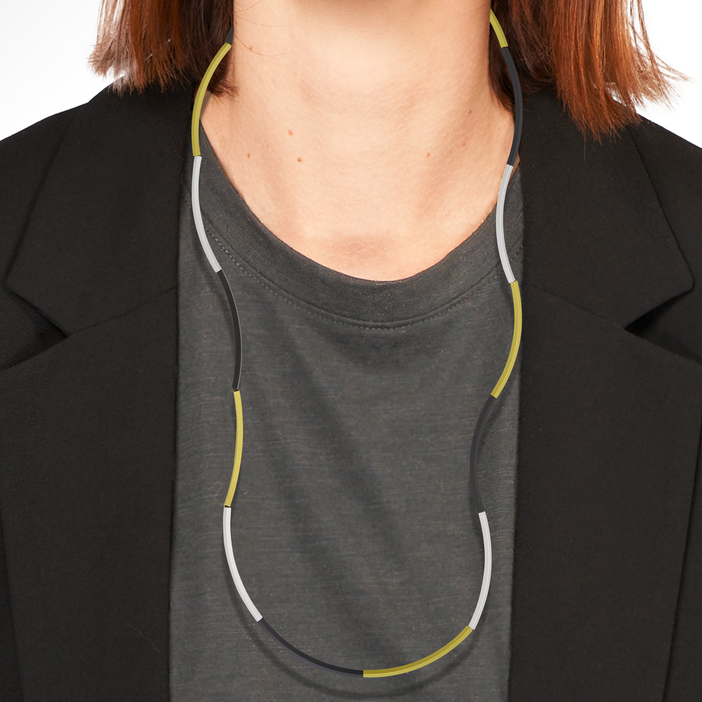 Kette, elox.Alu, 88 cm, silber-lemon-schwarz, Stretch - 1 Stück