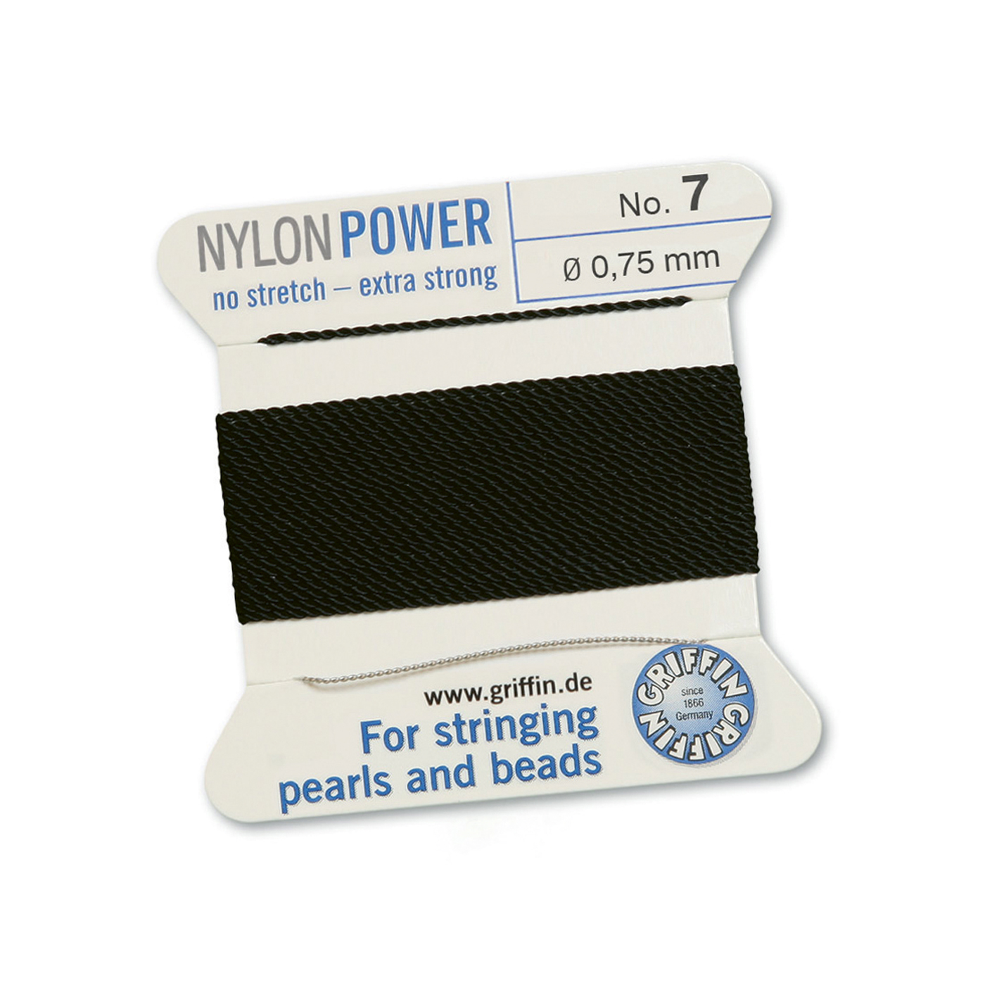 Bead Cord NylonPower, Black, No. 7 - 2 m