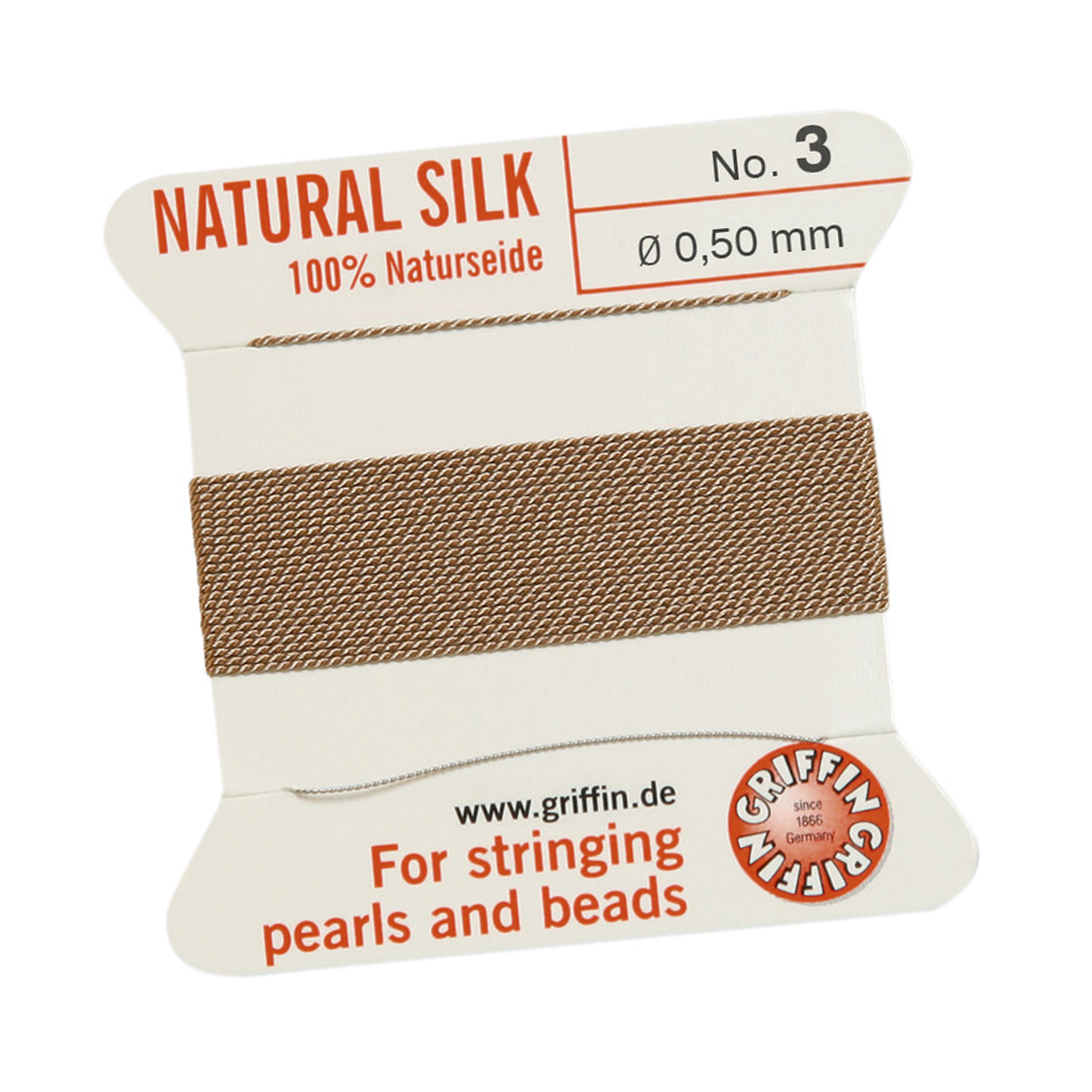 Bead Cord 100% Natur-Perlseide, beige, Nr. 3 - 2 m