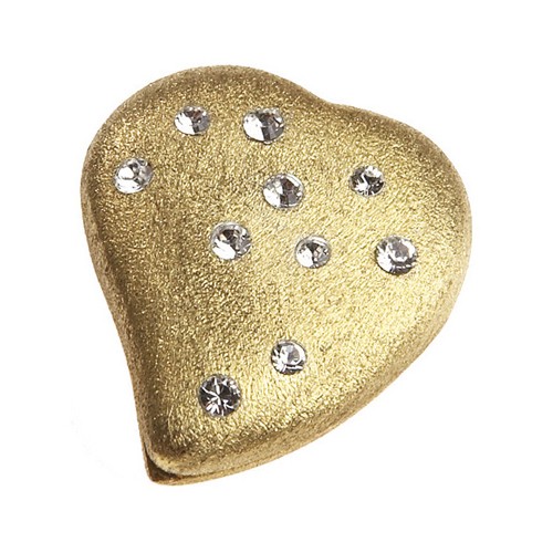 Magnetic Clasp, Heart, 925Ag Gold-Pl., 18x20 mm, w. Zirconia - 1 piece