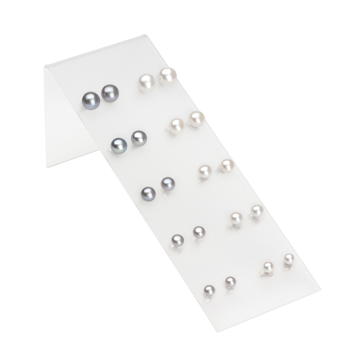 Pearl Ear Stud with Display, White/Silver - 1 assortment
