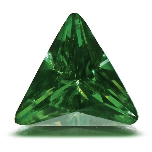 Zirkonia, dreieckig, facettiert, smaragdgrün, 4 x 4 x 4 mm - 5 Stück