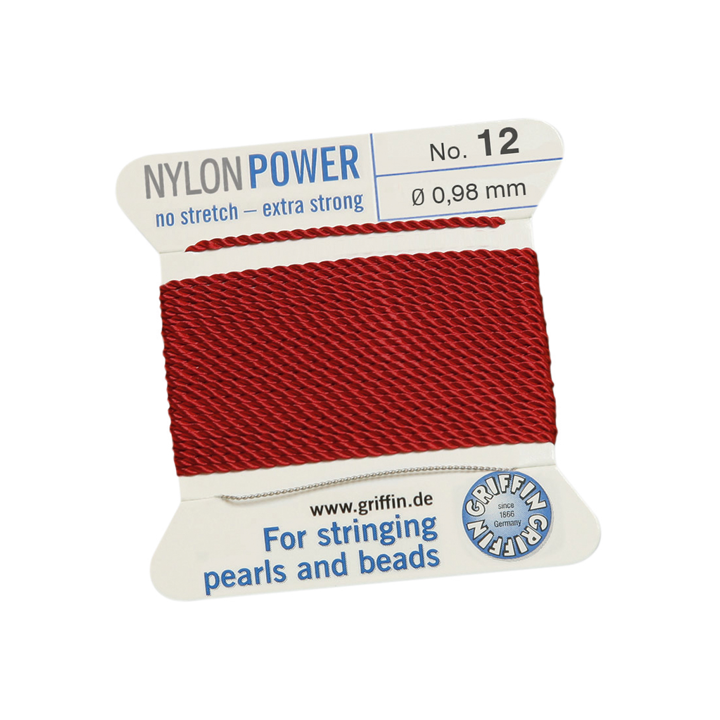 Bead Cord NylonPower Perlseide, granatrot, Nr. 12 - 2 m