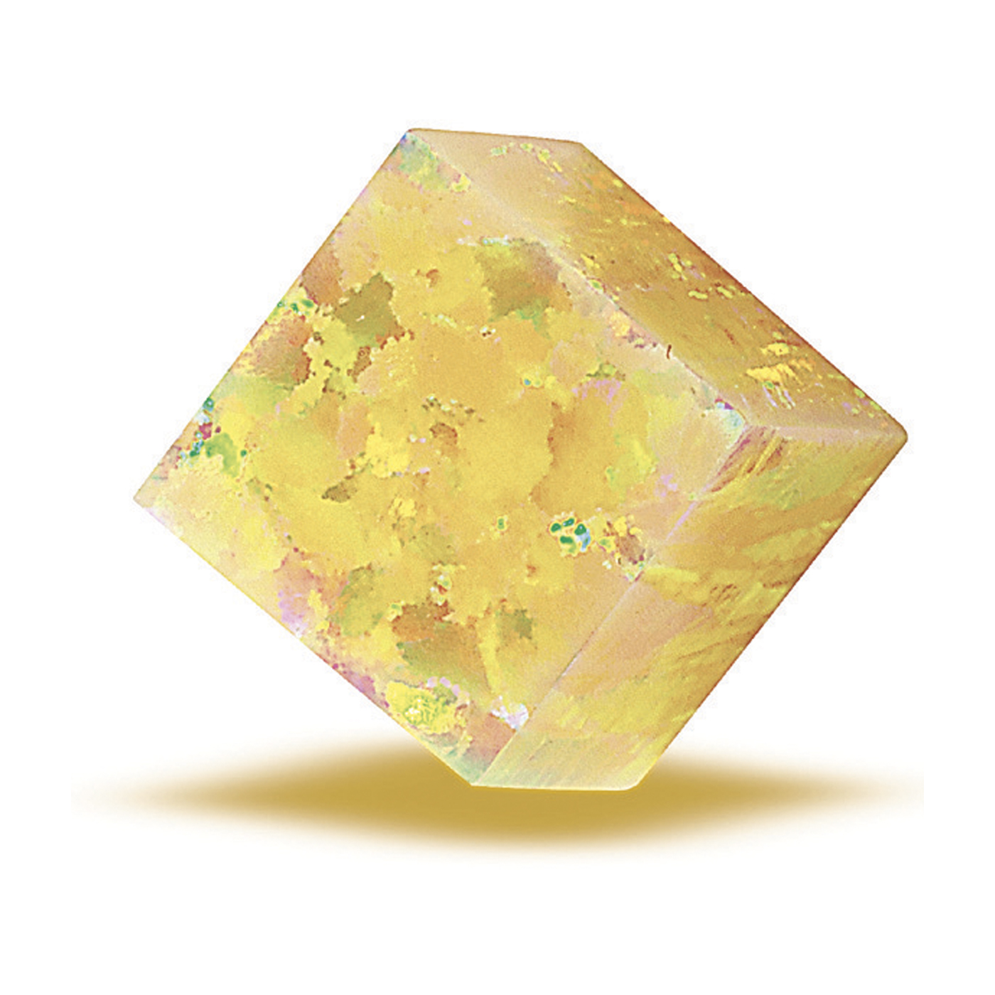 Opal Imitation, Yellow, Cube, 5.00 x 5.00 mm - 1 piece